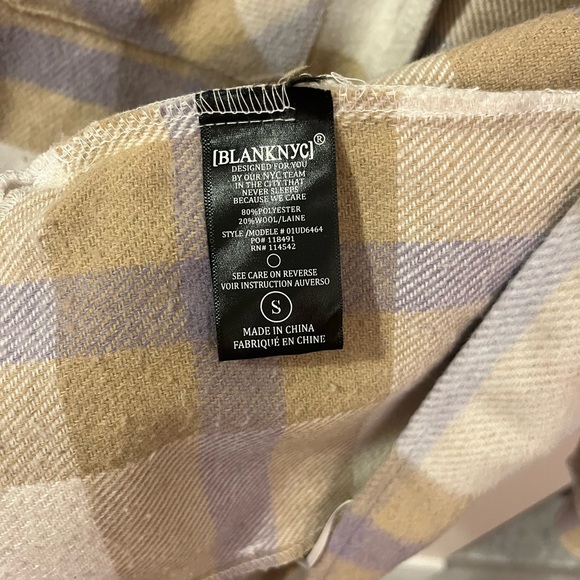 Blank NYC Cream and Purple Plaid Shacket - Picture 2 of 5